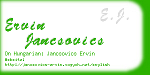 ervin jancsovics business card